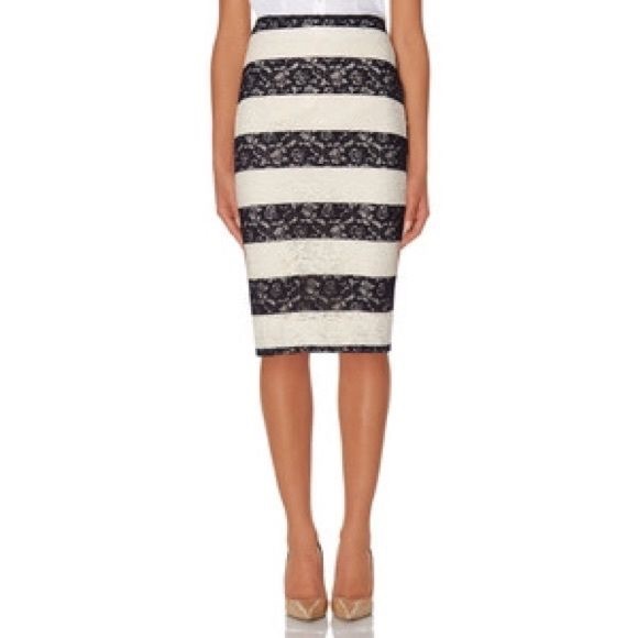 The Limited Dresses & Skirts - Navy and White Lace Pencil Skirt The Limited